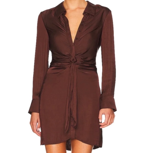 STEVE MADDEN Dresses & Skirts - STEVE MADDEN TIE CURIOUS MINI CHICORY COFFEE SIZE SMALL NEW WITH TAGS